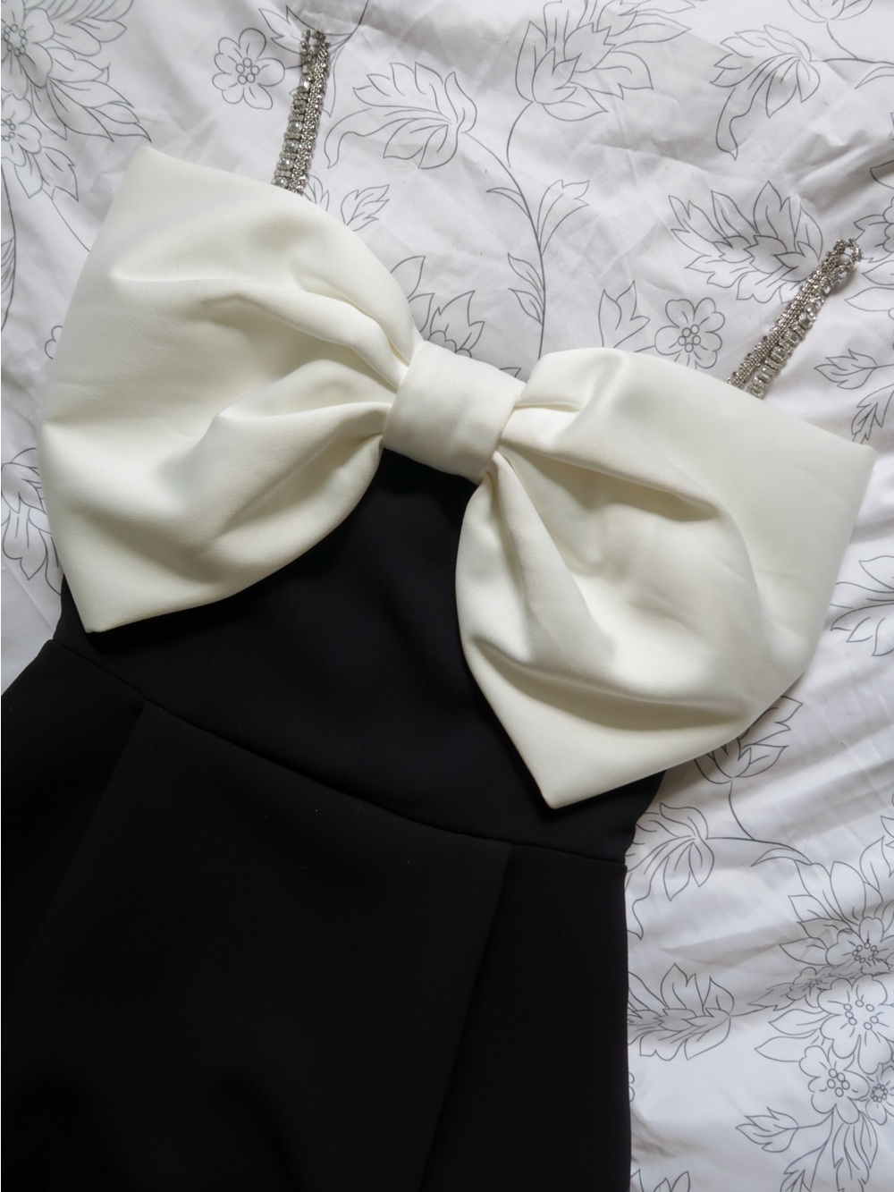 NADINE MERABI Jenny Bow Dress with Crystal Straps